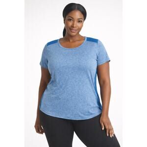 Plus Size Workout Top 2X Light Blue Yoga Active Tee T-Shirt Dry Wik Marika